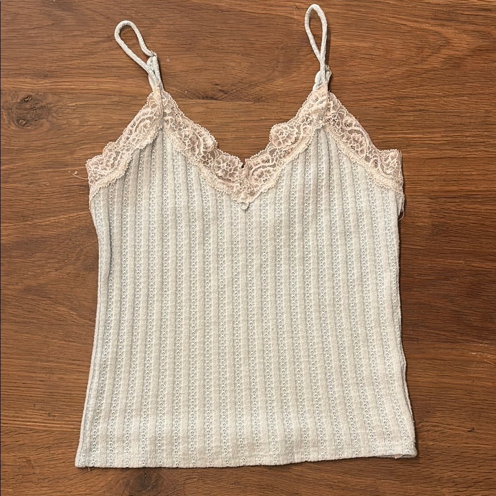 Urban Outfitters White Ribbed Sleeveless Camisole